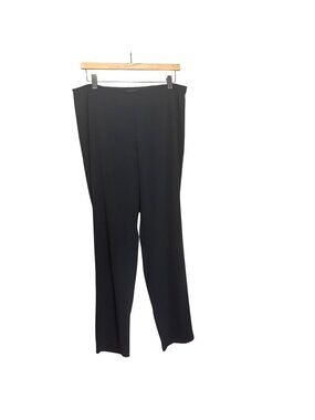 Eileen Fisher Black Mid Rise Pull On Flat Front Straight Leg Pants Medium